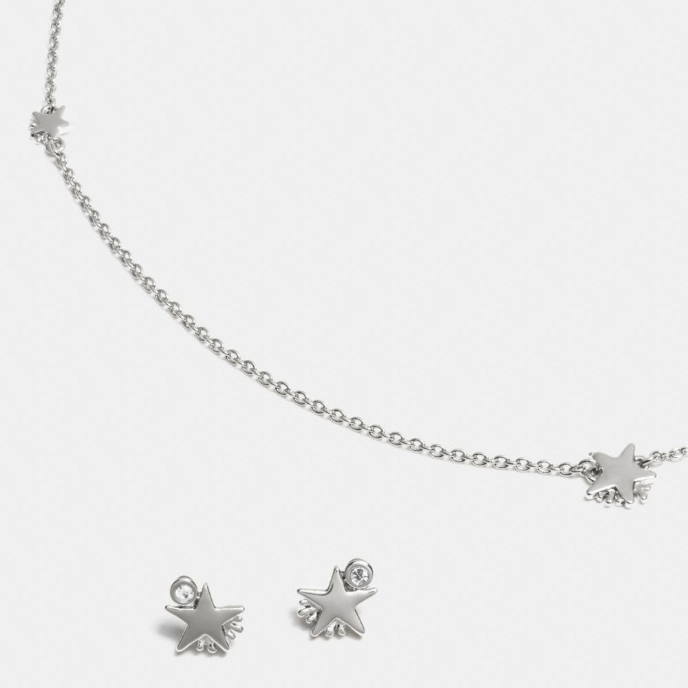SHOOTING STAR NECKLACE AND EARRINGS - COACH f90813 - SILVER/SILVER