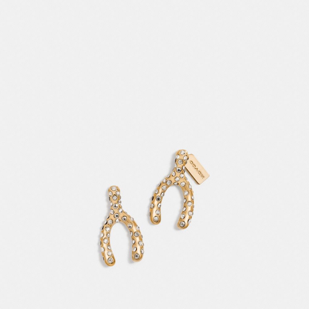 PAVE WISHBONE STUD EARRINGS - COACH f90826 - GOLD