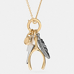 COACH PAVE WISHBONE MIX NECKLACE - GOLD/MULTICOLOR - F90830
