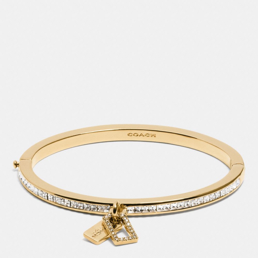 BOXED PAVE MULTI HANGTAG HINGED BANGLE - COACH f90837 - GOLD