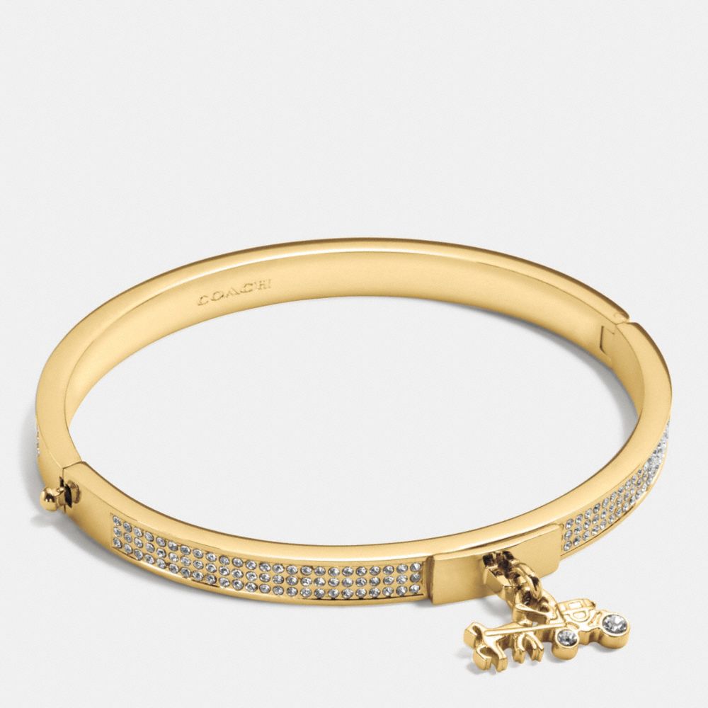 PAVE HORSE AND CARRIAGE HINGED BANGLE - COACH f90868 - GOLD