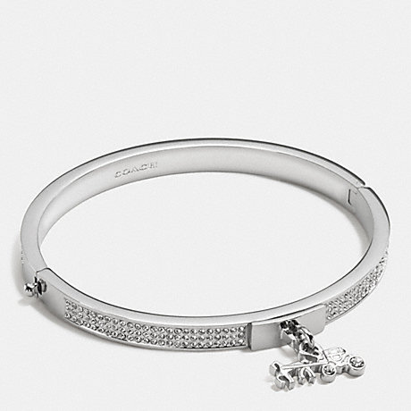 COACH PAVE HORSE AND CARRIAGE HINGED BANGLE - SILVER/CLEAR - f90868