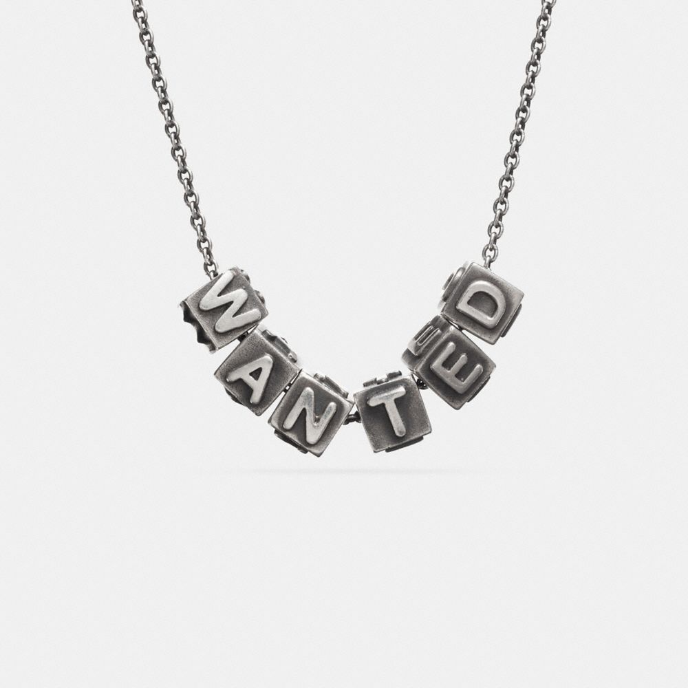 WANTED BLOCK LETTERS NECKLACE - COACH f90878 - SILVER