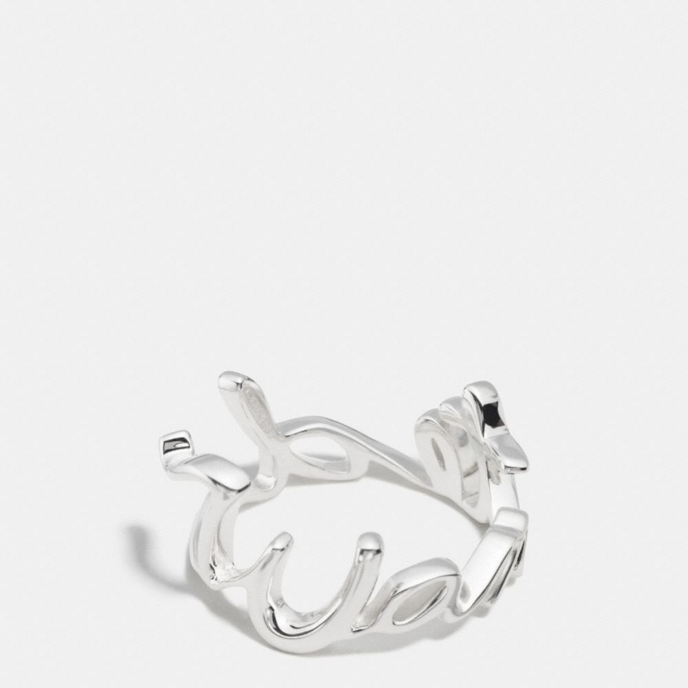 STERLING WANTED SCRIPT RING - COACH f90887 - SILVER/SILVER