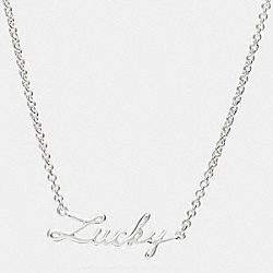 COACH STERLING LUCKY SCRIPT NECKLACE - SILVER/SILVER - F90890