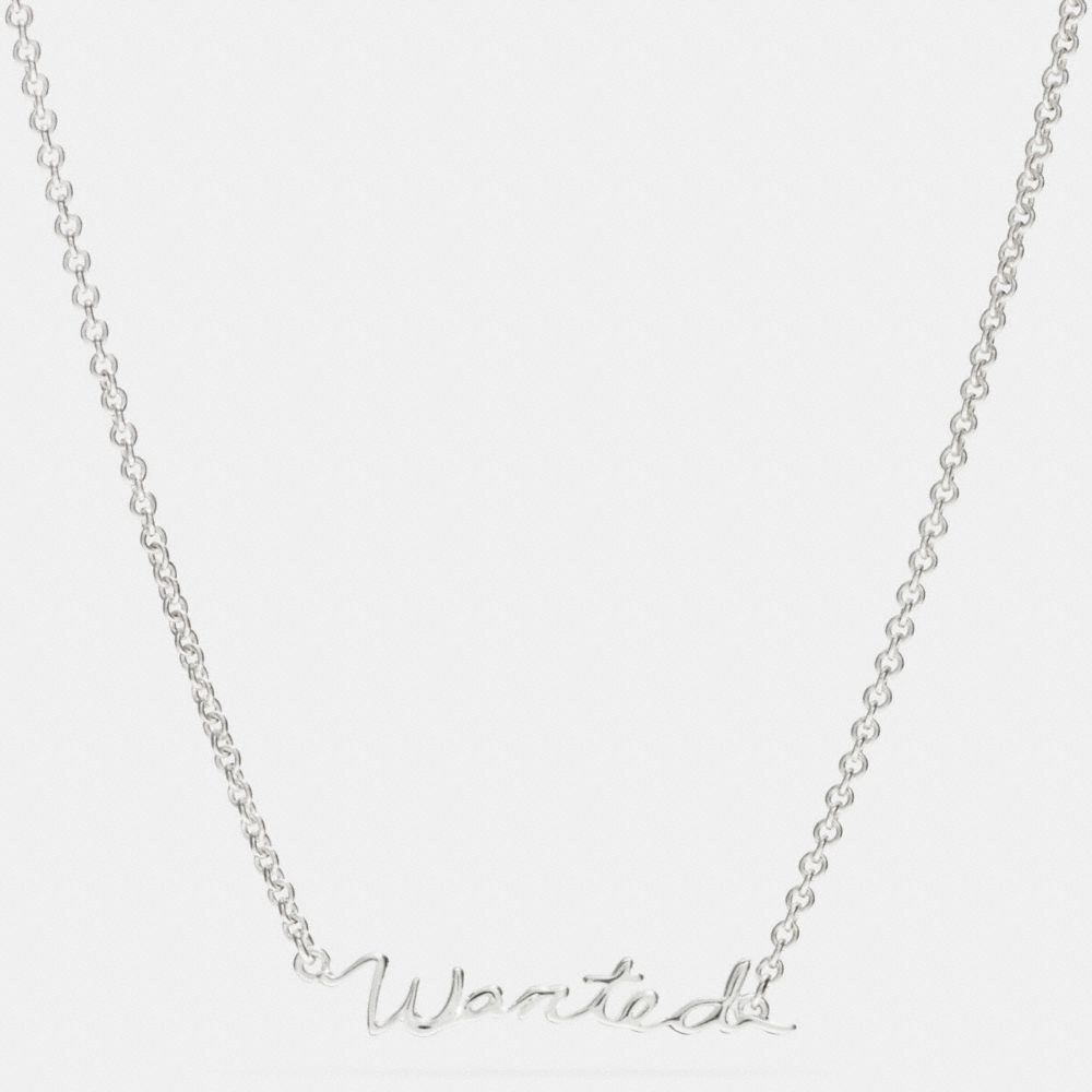 STERLING WANTED SCRIPT NECKLACE - COACH f90898 - SILVER/SILVER