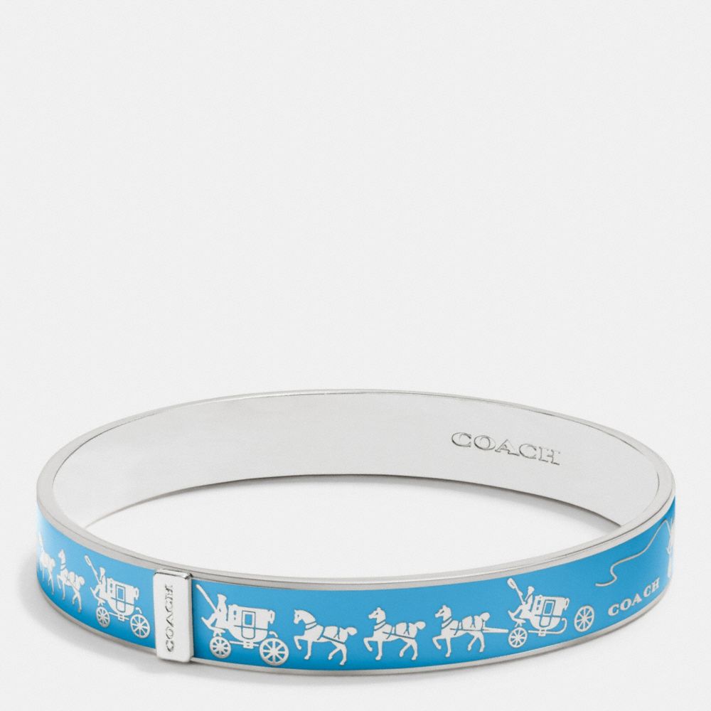 HORSE AND CARRIAGE ENAMEL BANGLE - COACH f90912 - SILVER/AZURE