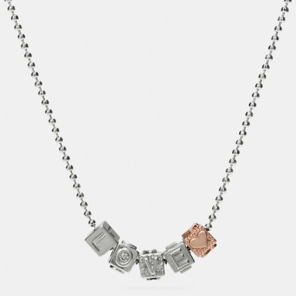 LOVE BLOCK LETTERS NECKLACE - COACH f90917 - MIXED METAL