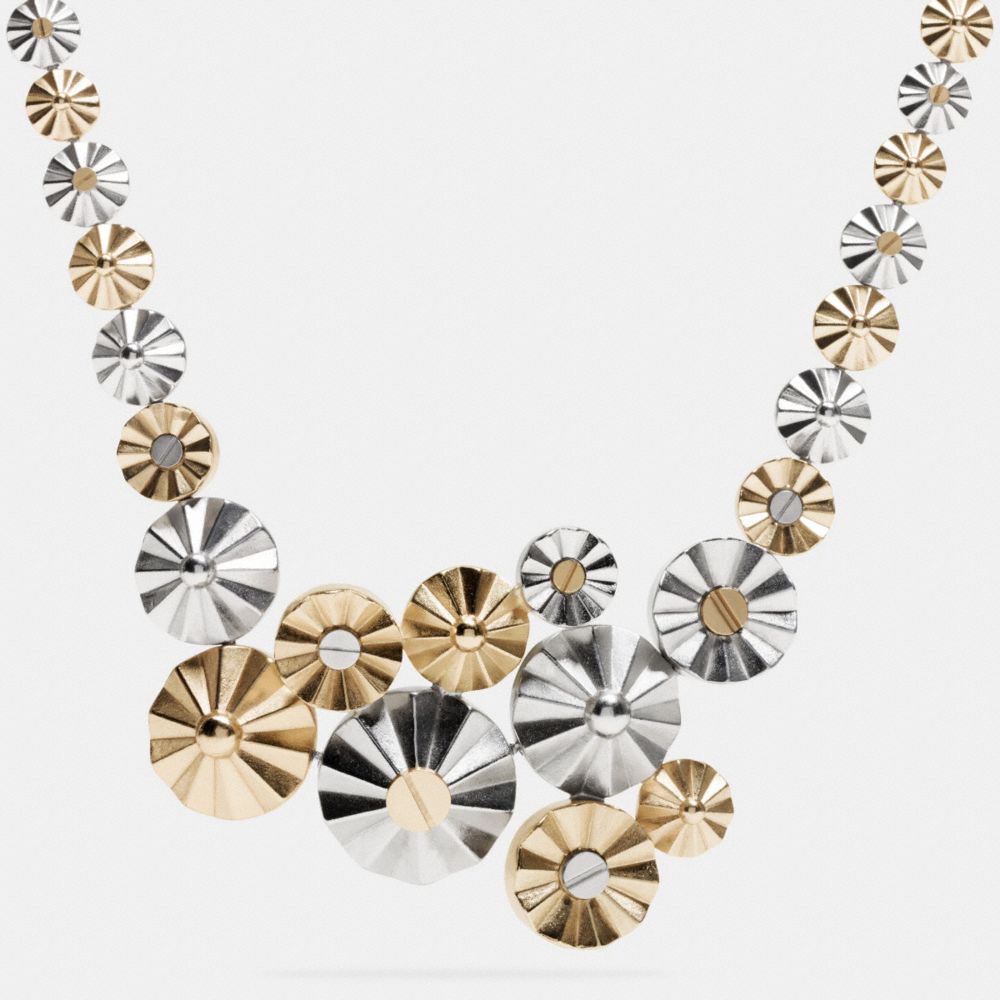 CLUSTERED DAISY RIVET NECKLACE - COACH f90942 - SILVER/GOLD