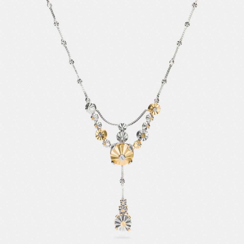 DAISY RIVET DROP NECKLACE - COACH f90944 - SILVER/GOLD