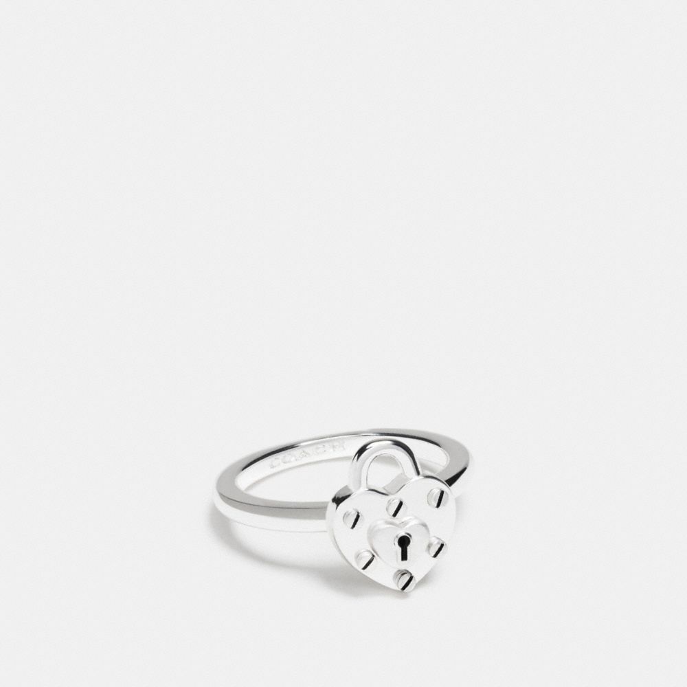 STERLING SILVER HEART LOCK RING - COACH f90947 - SILVER/SILVER