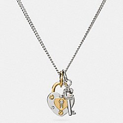COACH SHORT PADLOCK HEART AND KEY NECKLACE - SILVER/GOLD - F90953