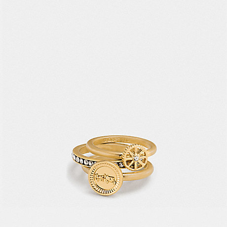 COACH PAVE HORSE AND CARRIAGE COIN RING SET - GOLD - f90982