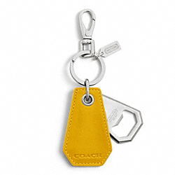 COACH LEATHER BOTTLE OPENER KEY RING - ONE COLOR - F92985