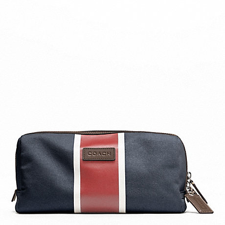 COACH HERITAGE WEB CANVAS PRINTED STRIPE TRAVEL KIT - SILVER/NAVY/RED - f93237