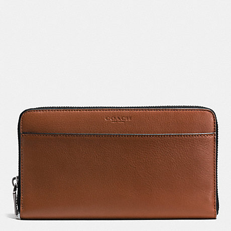 COACH TRAVEL WALLET IN SPORT CALF LEATHER - DARK SADDLE - f93482