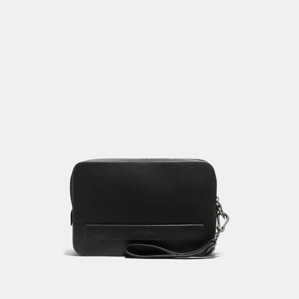 POUCHETTE IN CROSSGRAIN LEATHER - COACH f93555 - BLACK