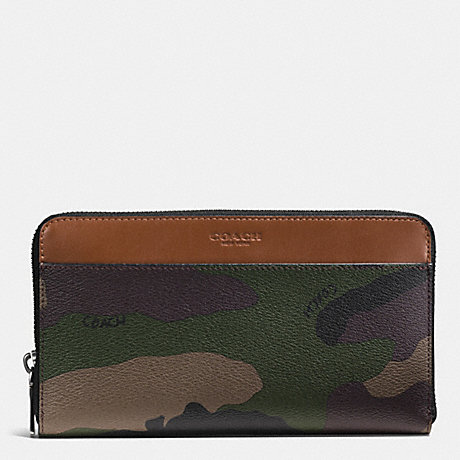 COACH TRAVEL WALLET IN CAMO PRINT COATED CANVAS - GREEN CAMO - f93589