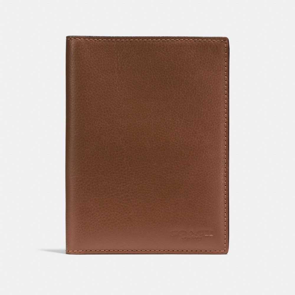 PASSPORT CASE IN CALF LEATHER - COACH f93604 - DARK SADDLE