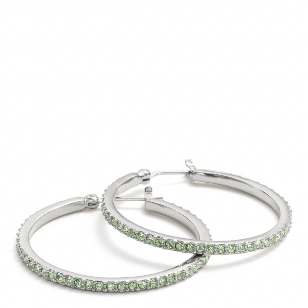 PAVE HOOP EARRINGS - COACH f95791 - SILVER/PALE GREEN