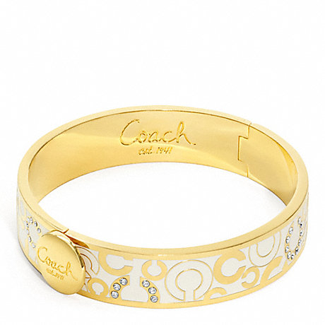 COACH HALF INCH SCATTERED PAVE HINGED BANGLE - GOLD/WHITE - f95872