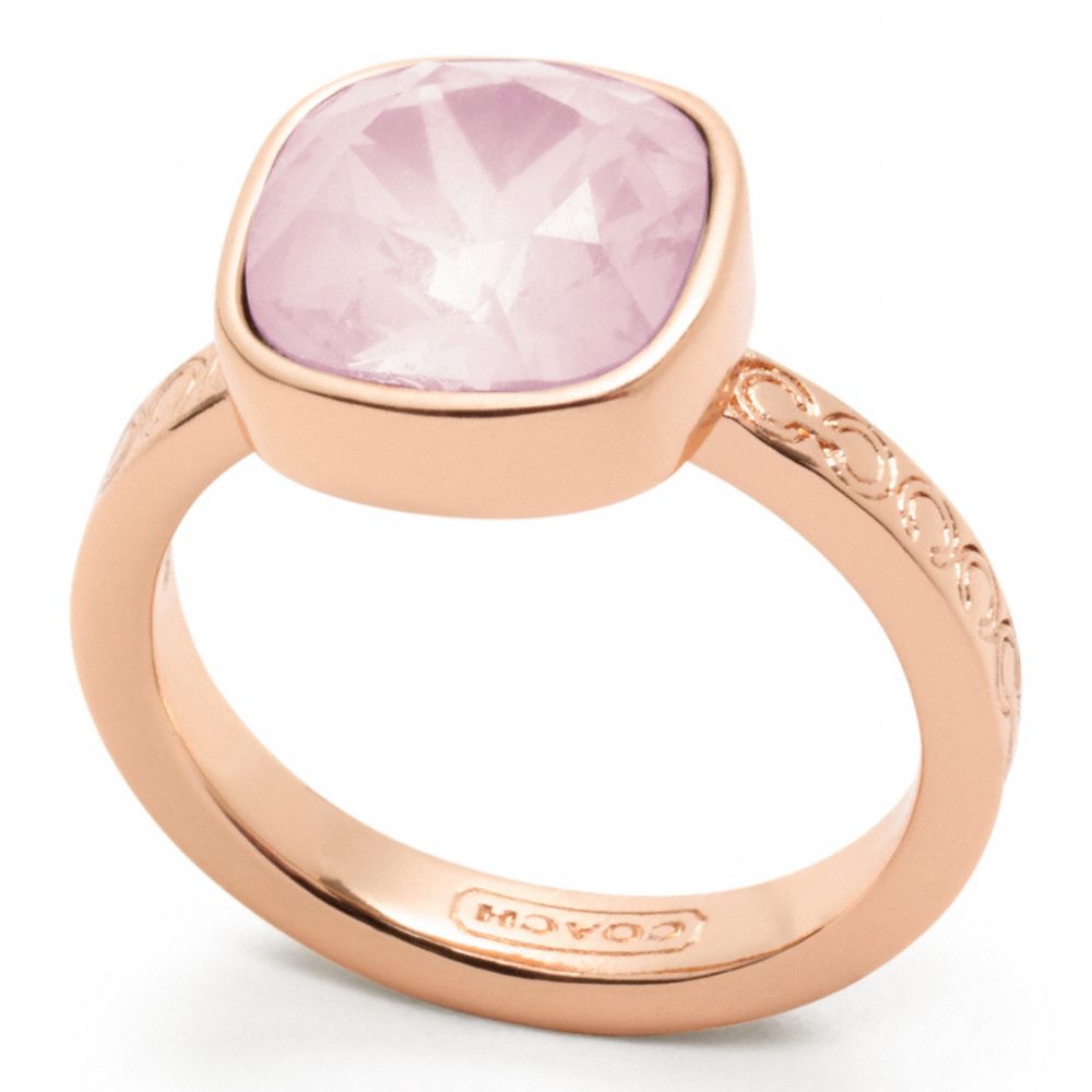 SQUARE STONE RING - COACH f96053 - ROSEGOLD/PINK
