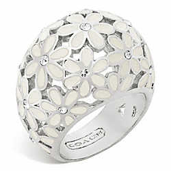 COACH FLOWER DOMED RING - SILVER/WHITE - F96060