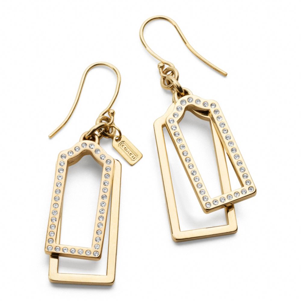 PAVE AND METAL HANGTAG EARRINGS - COACH f96344 - 23930