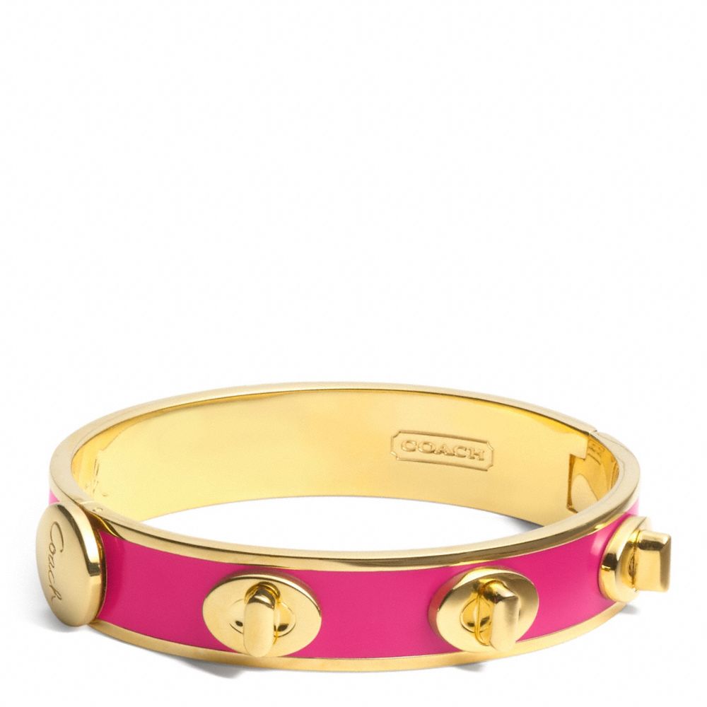 HALF INCH TURNLOCK BANGLE - COACH f96352 - GOLD/FUCHSIA