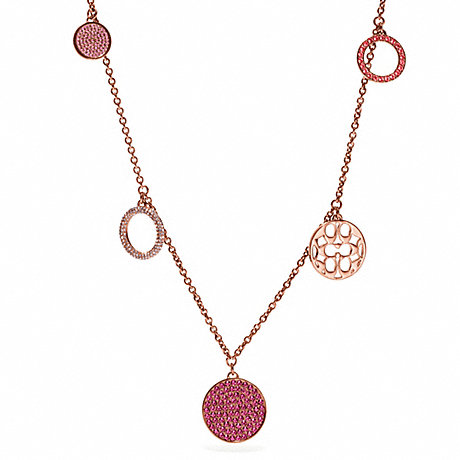COACH MULTI PAVE DISC STATION NECKLACE - ROSEGOLD/MULTICOLOR - f96414