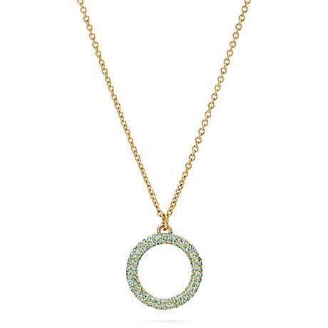 COACH PAVE OPEN CIRCLE PENDANT NECKLACE - GOLD/TURQUOISE - f96420