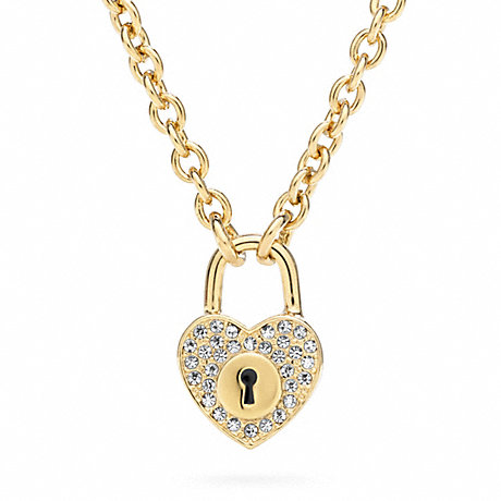 COACH PAVE LOCK HEART NECKLACE -  - f96507