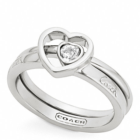COACH STERLING PAVE STONE HEART RING SET -  - f96614