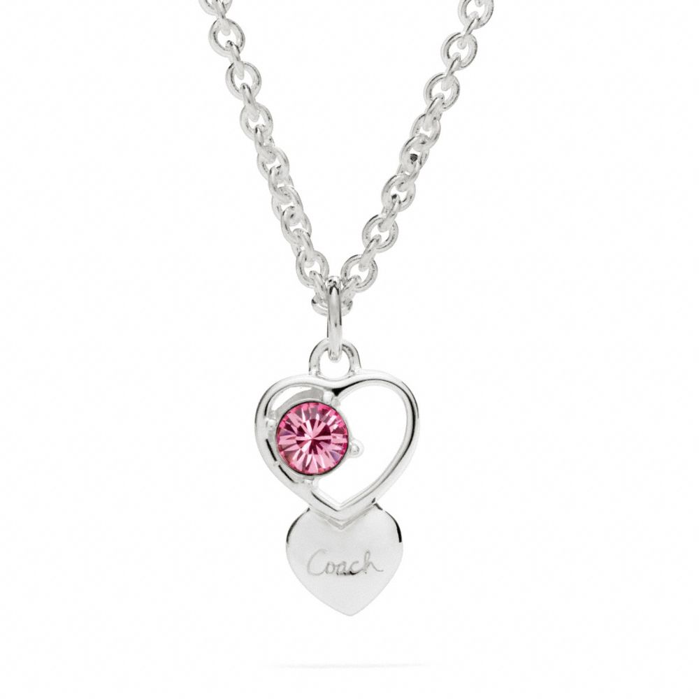 STERLING OPEN HEART STONE NECKLACE - COACH f96685 - 24817