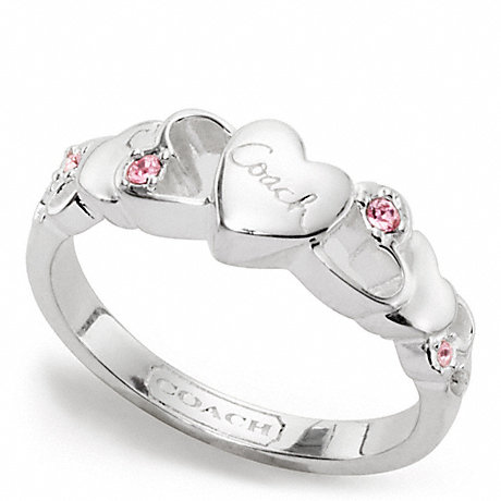 COACH STERLING OPEN HEART STONE RING -  - f96712