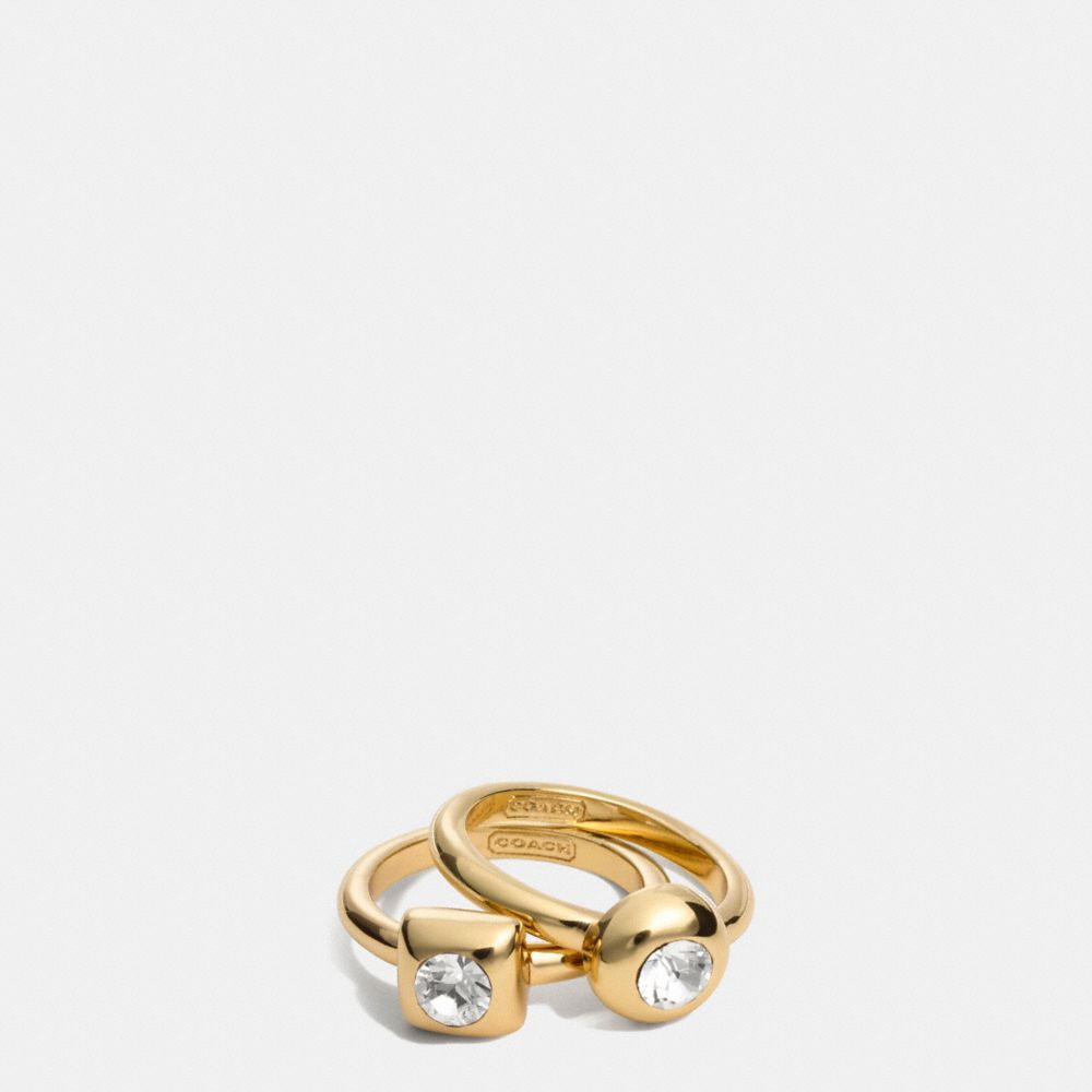 STONE RING SET - COACH f96917 - GOLD/CLEAR