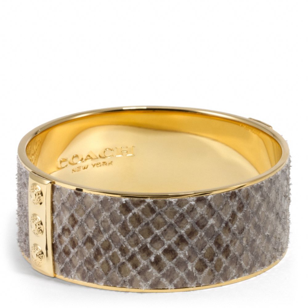 LEATHER PYTHON INLAID BANGLE - COACH f99649 - GD/BUFF