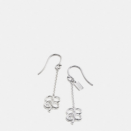 COACH STERLING SIGNATURE C CLOVER EARRINGS -  SILVER/CLEAR - f99675