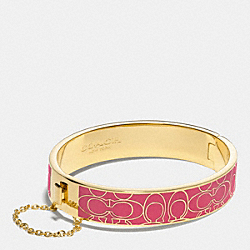 SIGNATURE C METAL ENAMEL CHAIN HINGED BANGLE - COACH f99679 - GOLD/LOGANBERRY