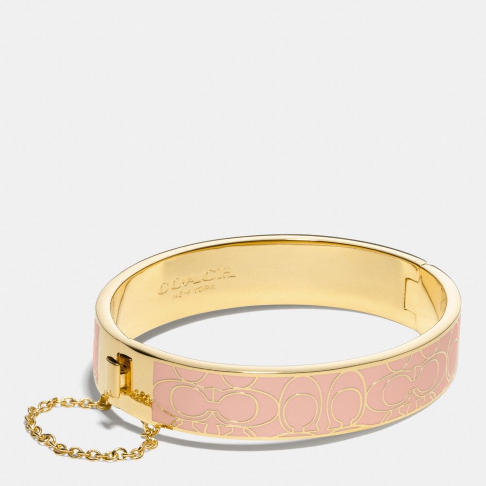 SIGNATURE C METAL ENAMEL CHAIN HINGED BANGLE - COACH f99679 -  LIGHT GOLD/ROSE PETAL