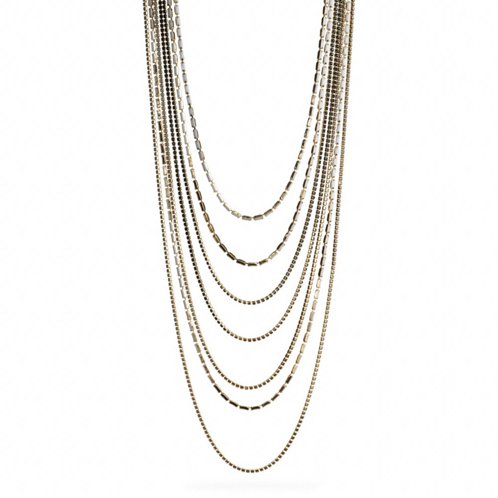 LONG TIERED CUPCHAIN PAVE NECKLACE - COACH f99705 - GOLD/BLACK