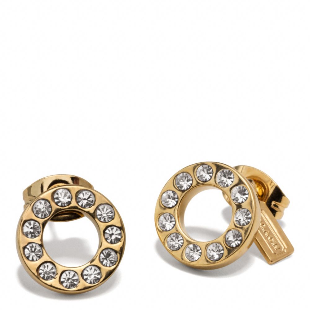 PAVE STUD EARRING - COACH f99734 - GOLD/GOLD