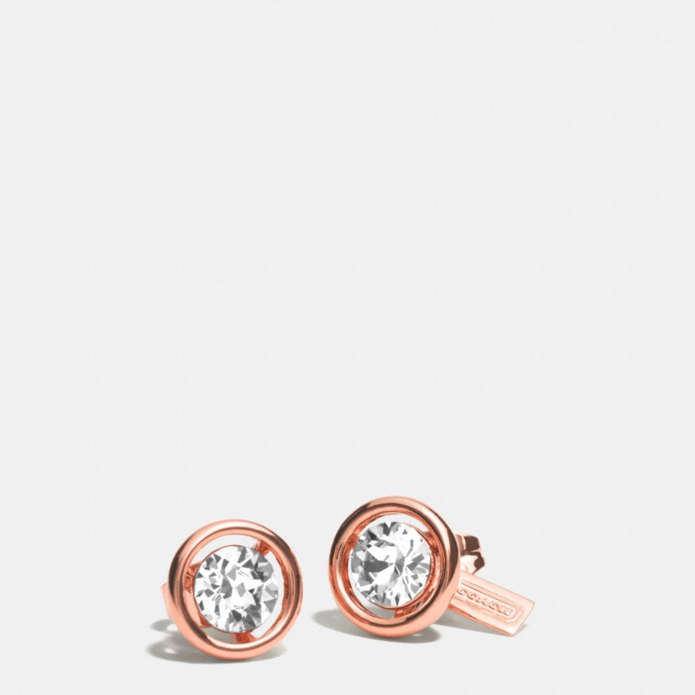 HALO STUD EARRINGS - COACH f99737 -  ROSEGOLD/CLEAR