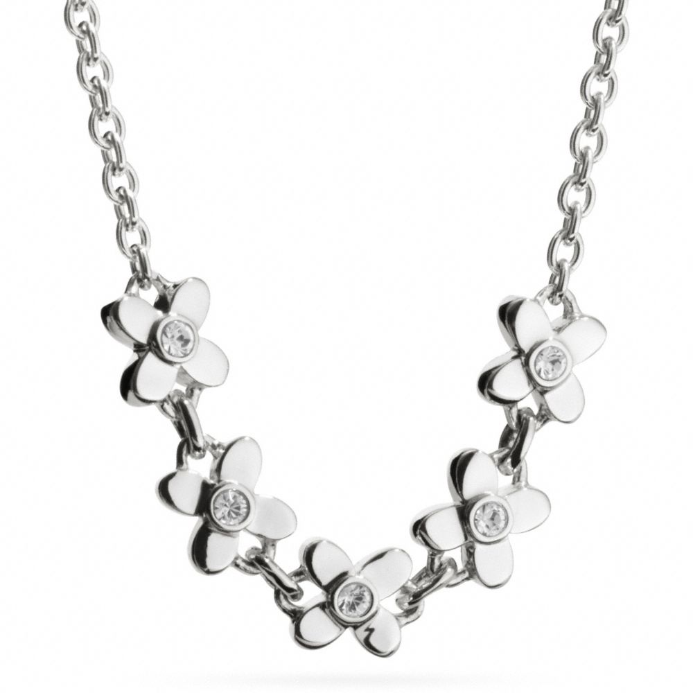 STERLING FLOWERS NECKLACE - COACH f99770 -  SILVER/CLEAR
