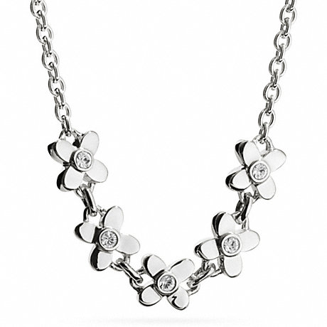COACH STERLING FLOWERS NECKLACE -  SILVER/CLEAR - f99770