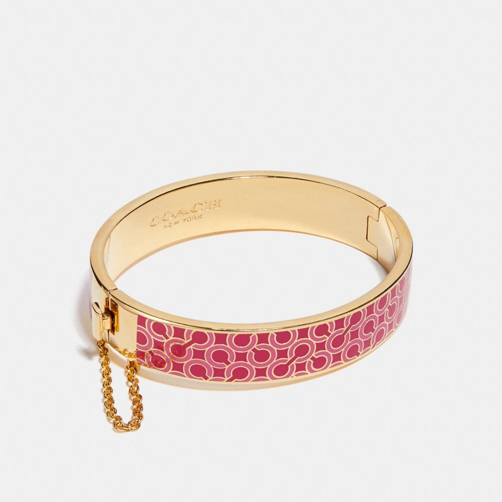 HALF INCH OP ART CHAIN HINGED BANGLE - COACH f99857 - GOLD/PINK