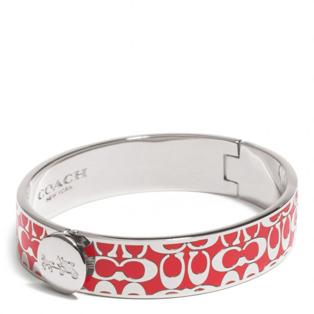 HINGED SIGNATURE BANGLE - COACH f99933 - SILVER/PERSIMMON