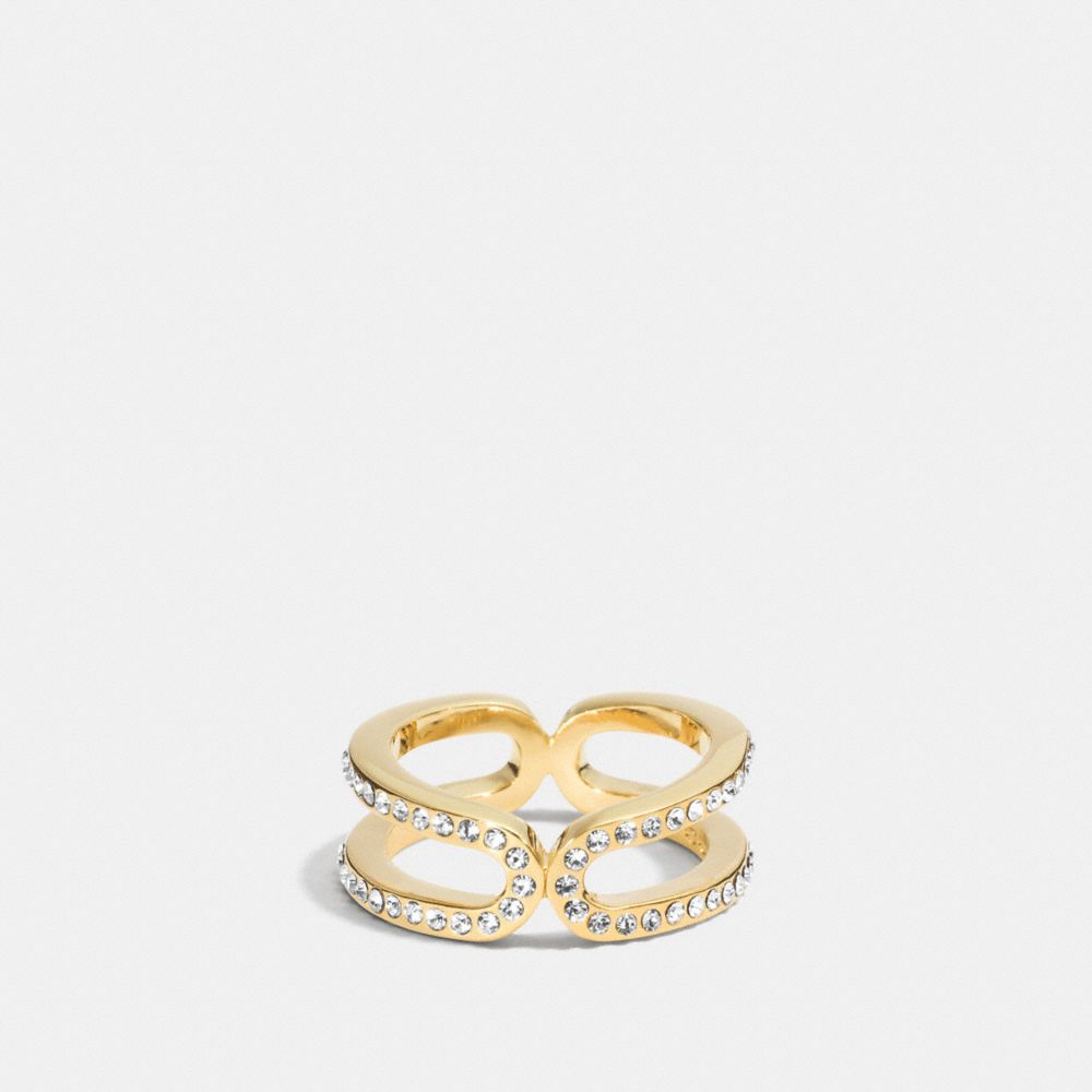 PAVE ID RING - COACH f99959 - GOLD/CLEAR