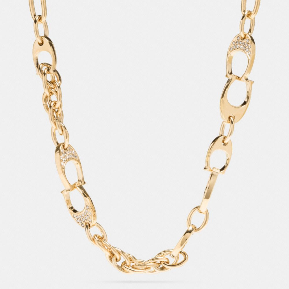 PAVE SIGNATURE C SHORT LINK NECKLACE - COACH f99978 - GOLD