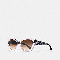 COACH SIGNATURE SPRAY CAT-EYE SUNGLASSES - PINK CRYSTAL/BLACK - L120